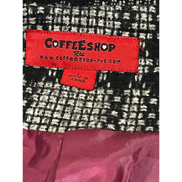 Coffee Shop Red Plaid Peacoat Jacket Juniors Large | Y2K Indie Chic - Picture 2 of 8